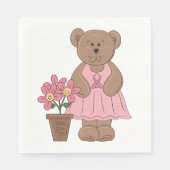 Borstkanker Bewustzijn Beer in roze jurk Servet (Voorkant)
