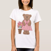 Borstkanker Bewustzijn Beer in roze jurk T-shirt (Voorkant)