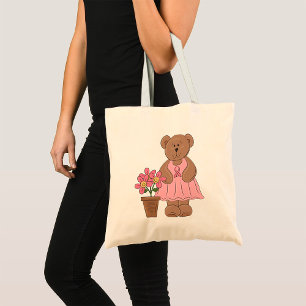 Borstkanker Bewustzijn Beer in roze jurk Tote Bag