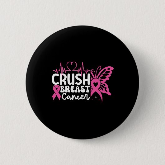 Borstkanker Bewustzijn Bling Pink Ribbon 2 Ronde Button 5,7 Cm (Voorkant)