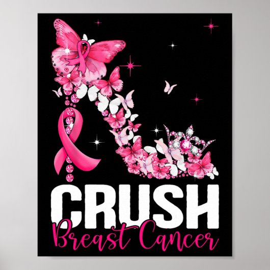 Borstkanker Bewustzijn Bling Pink Ribbon Vrouwen Poster (Voorkant)