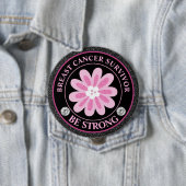 Borstkanker Bewustzijn Bloem Overlevende Ronde Button 4,0 Cm (In situ)