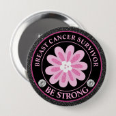 Borstkanker Bewustzijn Bloem Overlevende Ronde Button 4,0 Cm (Voorkant /achterkant)