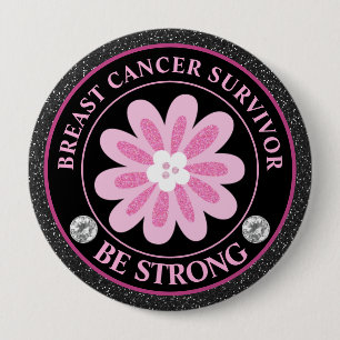 Borstkanker Bewustzijn Bloem Overlevende Ronde Button 4,0 Cm