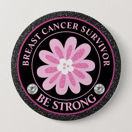 Borstkanker Bewustzijn Bloem Overlevende Ronde Button 4,0 Cm (Voorkant)