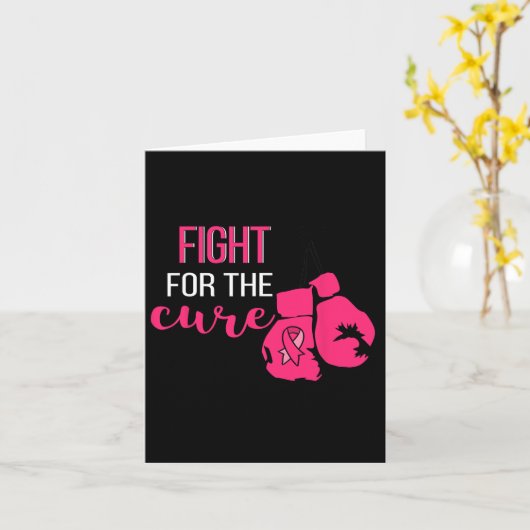 Borstkanker Bewustzijn Bokshandschoenen Roze Lint Kaart (Gele Bloem)