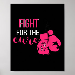 Borstkanker Bewustzijn Bokshandschoenen Roze Lint Poster
