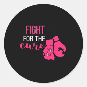Borstkanker Bewustzijn Bokshandschoenen Roze Lint Ronde Sticker