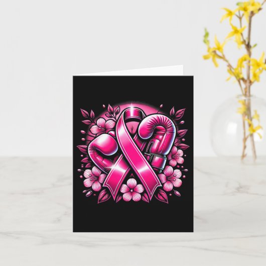 Borstkanker Bewustzijn Bokshandschoenen Shirt Symb Kaart (Gele Bloem)