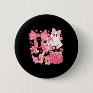 Borstkanker Bewustzijn Boo Ghost Coquette Bow Pin Ronde Button 5,7 Cm