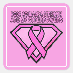 Borstkanker Bewustzijn Diamanten Logo Roze Vierkante Sticker