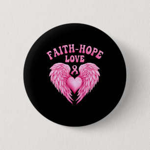 Borstkanker Bewustzijn Faith-Hope Ribbon Fight HE Ronde Button 5,7 Cm
