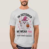 Borstkanker Bewustzijn Halloween Ghost Design T-shirt (Voorkant)