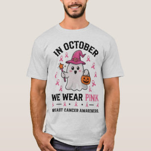 Borstkanker Bewustzijn Halloween Ghost Design T-shirt