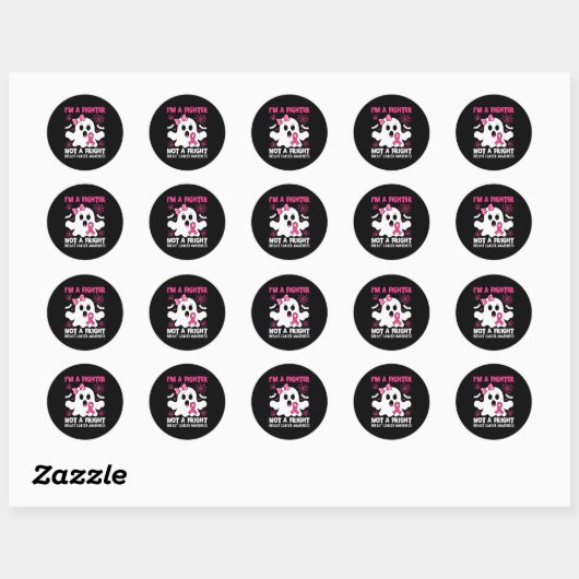 Borstkanker Bewustzijn Halloween Roze Ribbon Spoo Ronde Sticker (Vel)