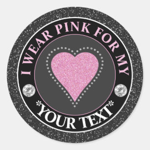 Borstkanker Bewustzijn Hart Ik draag Roze Voor Ronde Sticker