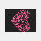 Borstkanker Bewustzijn Hart Roze Lint Vrouwen GI Fleece Deken (Voorkant (Horizontaal))