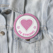 Borstkanker Bewustzijn Hart Wees Sterk Ronde Button 4,0 Cm (In situ)
