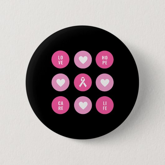 Borstkanker bewustzijn harten hoop ronde button 5,7 cm (Voorkant)