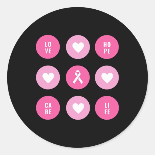 Borstkanker bewustzijn harten hoop ronde sticker (Voorkant)
