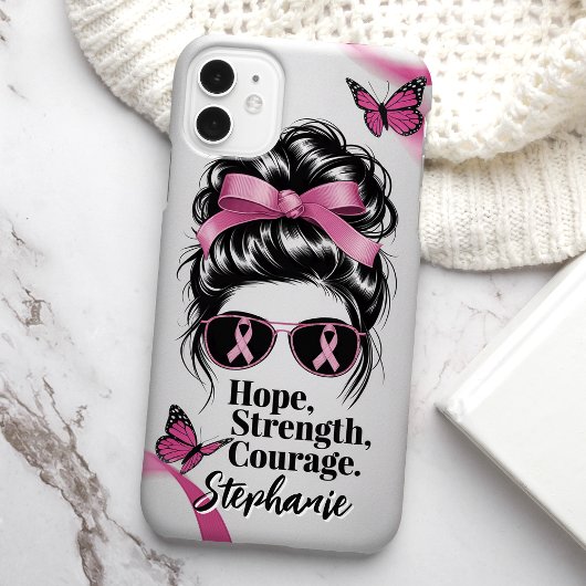 Borstkanker Bewustzijn Hoop Kracht Moed Case-Mate iPhone Case
