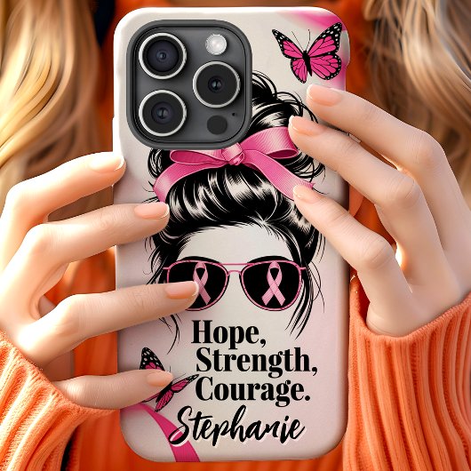 Borstkanker Bewustzijn Hoop Kracht Moed Case-Mate iPhone Case