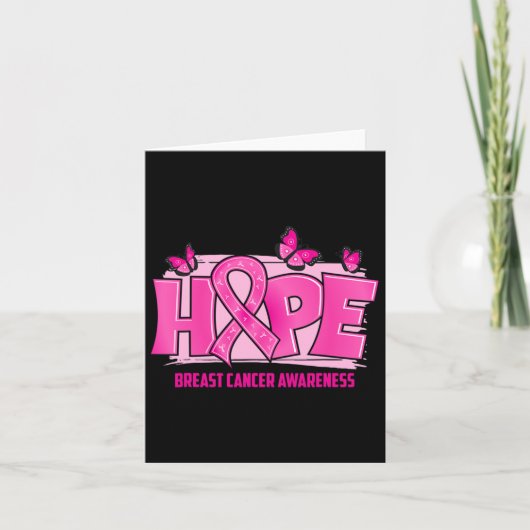 Borstkanker bewustzijn hoop roze lint vlinder kaart (Voorkant)