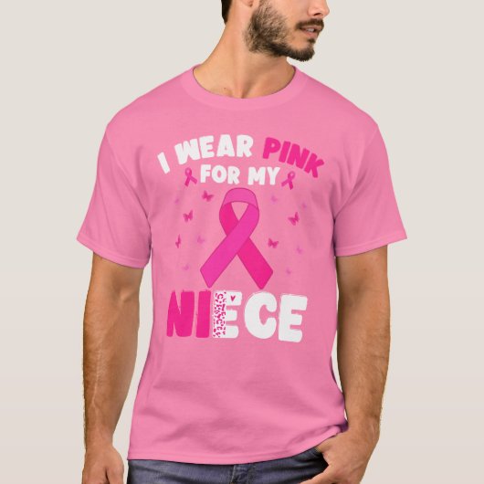 Borstkanker Bewustzijn Ik Draag roze voor mijn nic T-shirt (Voorkant)