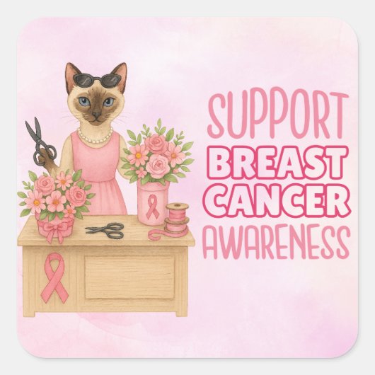 Borstkanker Bewustzijn in oktober draag we roze Vierkante Sticker (Voorkant)