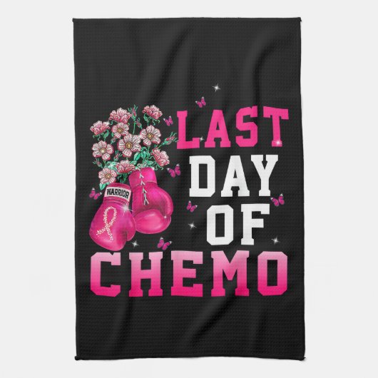Borstkanker Bewustzijn Laatste Dag van Chemo Krijg Theedoek (Verticaal)