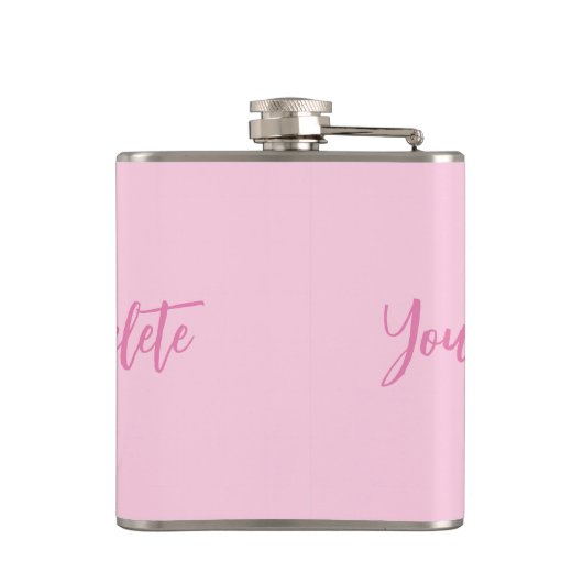 Borstkanker bewustzijn lichtroze aangepaste script heupfles (Achterkant)