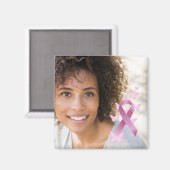 Borstkanker bewustzijn lint foto aandenken magneet (Voorkant / Achterkant)