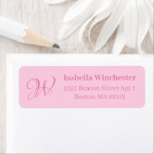 Borstkanker bewustzijn maand roze monogram etiket (Insitu)