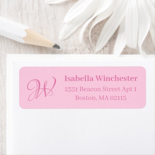 Borstkanker bewustzijn maand roze monogram etiket (Insitu)