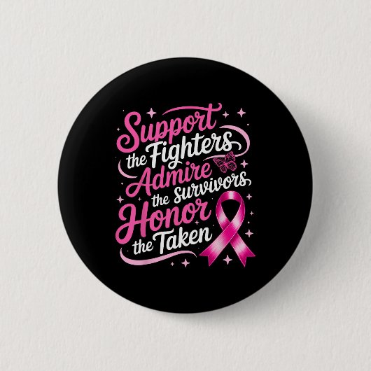 Borstkanker Bewustzijn Ondersteuning Strijders Bew Ronde Button 5,7 Cm (Voorkant)