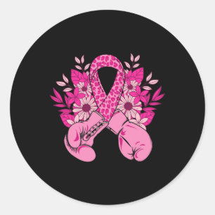 Borstkanker Bewustzijn Ontwerp Roze Ribbon Boxing Ronde Sticker