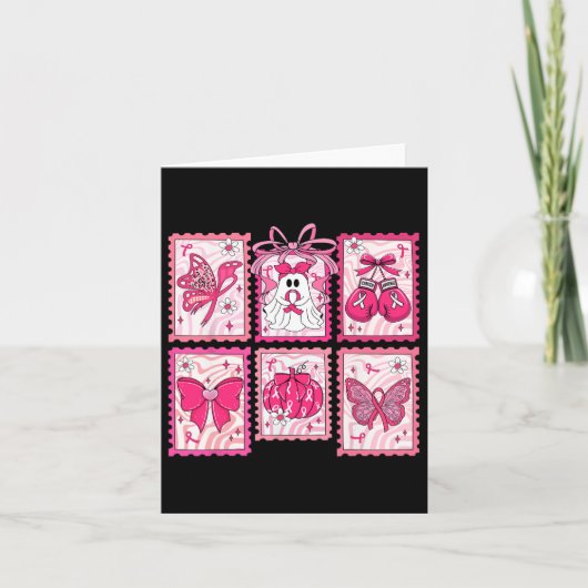 Borstkanker Bewustzijn Pink Ghost Bow Coquette Wo Kaart (Voorkant)