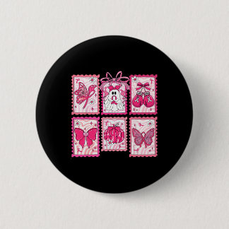 Borstkanker Bewustzijn Pink Ghost Bow Coquette Wo Ronde Button 5,7 Cm