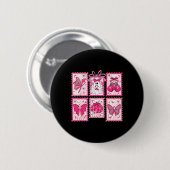 Borstkanker Bewustzijn Pink Ghost Bow Coquette Wo Ronde Button 5,7 Cm (Voorkant /achterkant)