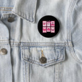 Borstkanker Bewustzijn Pink Ghost Bow Coquette Wo Ronde Button 5,7 Cm (In situ)