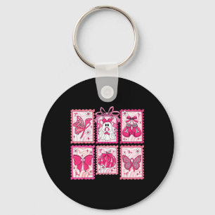 Borstkanker Bewustzijn Pink Ghost Bow Coquette Wo Sleutelhanger