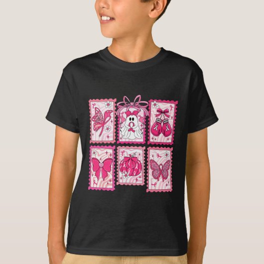 Borstkanker Bewustzijn Pink Ghost Bow Coquette Wo T-shirt (Voorkant)