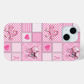 Borstkanker Bewustzijn Quilt Patroon Telefoon Case (Achterkant (horizontaal))