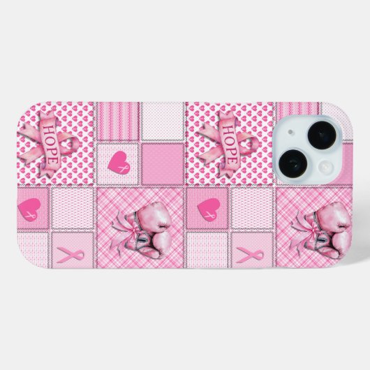 Borstkanker Bewustzijn Quilt Patroon Telefoon Case (Achterkant (horizontaal))