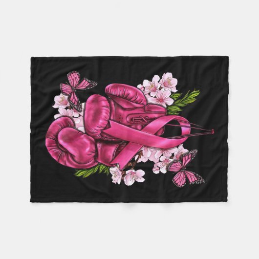 Borstkanker Bewustzijn Roze Bokshandschoenen Roze  Fleece Deken (Voorkant (Horizontaal))