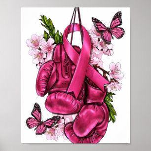 Borstkanker Bewustzijn Roze Bokshandschoenen Roze  Poster