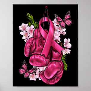 Borstkanker Bewustzijn Roze Bokshandschoenen Roze  Poster