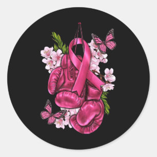 Borstkanker Bewustzijn Roze Bokshandschoenen Roze Ronde Sticker
