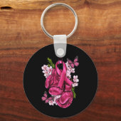 Borstkanker Bewustzijn Roze Bokshandschoenen Roze  Sleutelhanger (Voorkant)