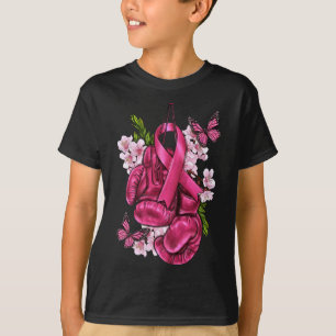 Borstkanker Bewustzijn Roze Bokshandschoenen Roze  T-shirt